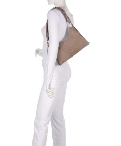 Boheme Suede Schultertasche aufgerautes Rindsleder taupe