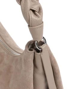 Boheme Suede Schultertasche aufgerautes Rindsleder taupe