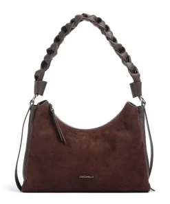 Boheme Suede Schultertasche aufgerautes Rindsleder dunkelbraun