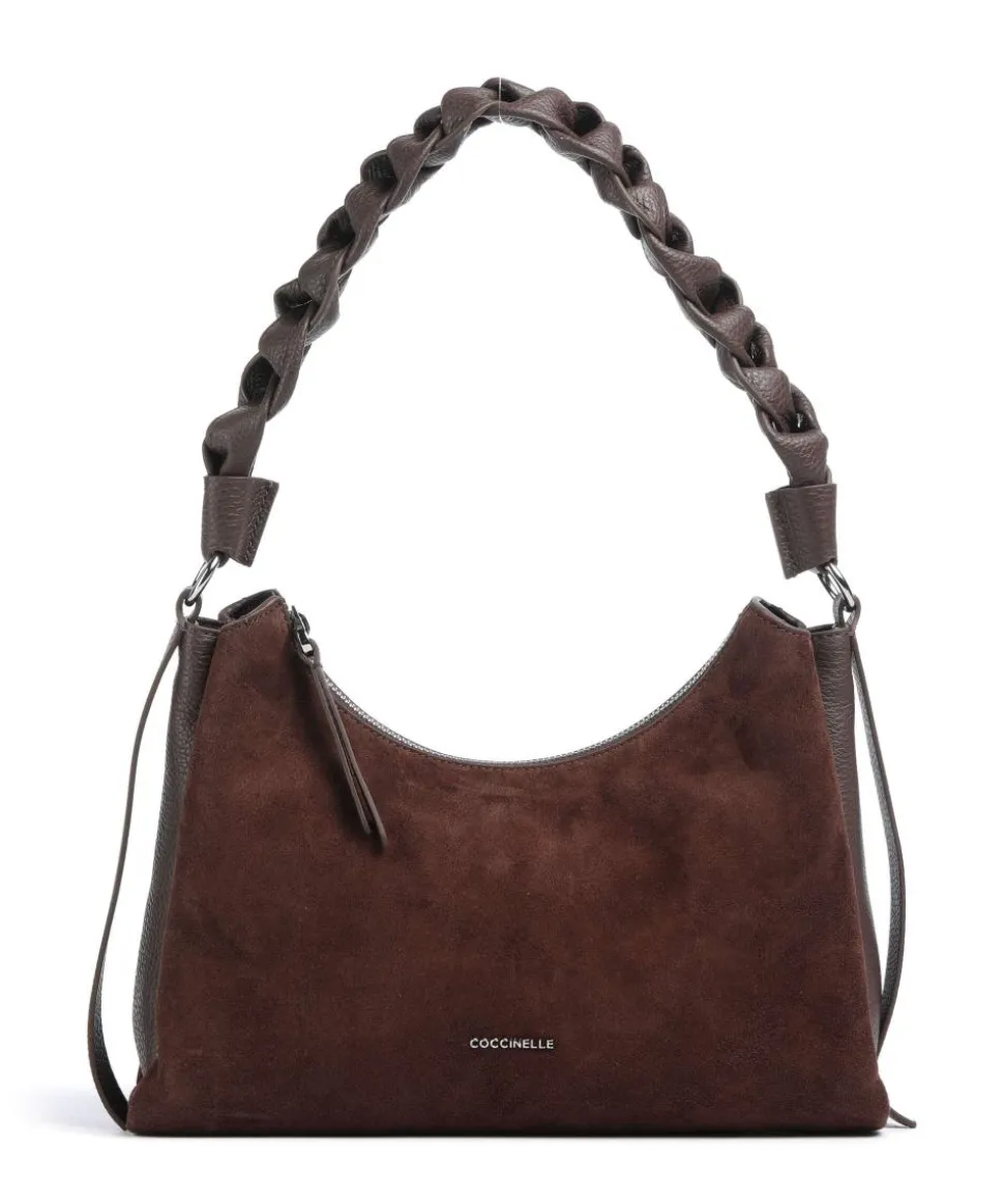 Boheme Suede Schultertasche aufgerautes Rindsleder dunkelbraun