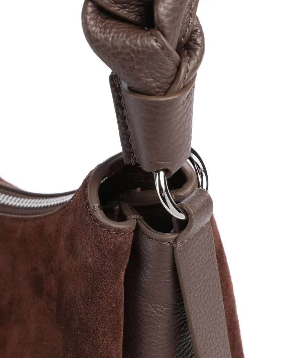 Boheme Suede Schultertasche aufgerautes Rindsleder dunkelbraun