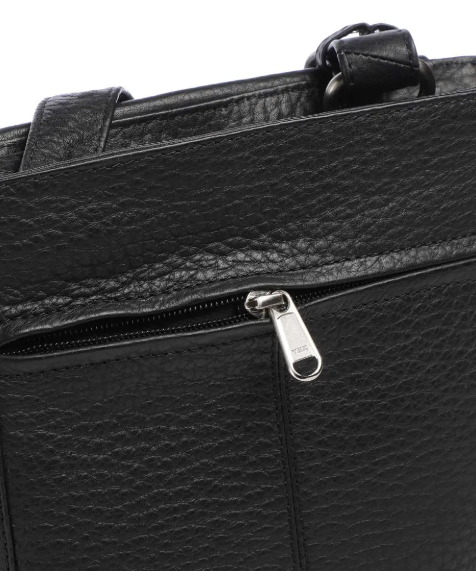 Boston Lorna Umhängetasche genarbtes Leder schwarz