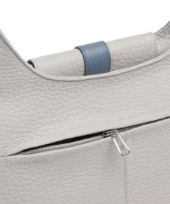 Boston Umhängetasche genarbtes Leder hellgrau