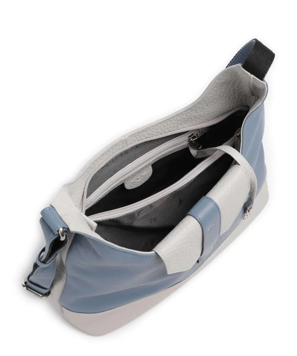 Boston Umhängetasche genarbtes Leder hellgrau