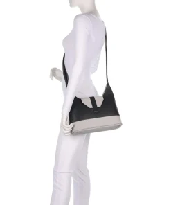 Boston Umhängetasche genarbtes Leder grau/schwarz