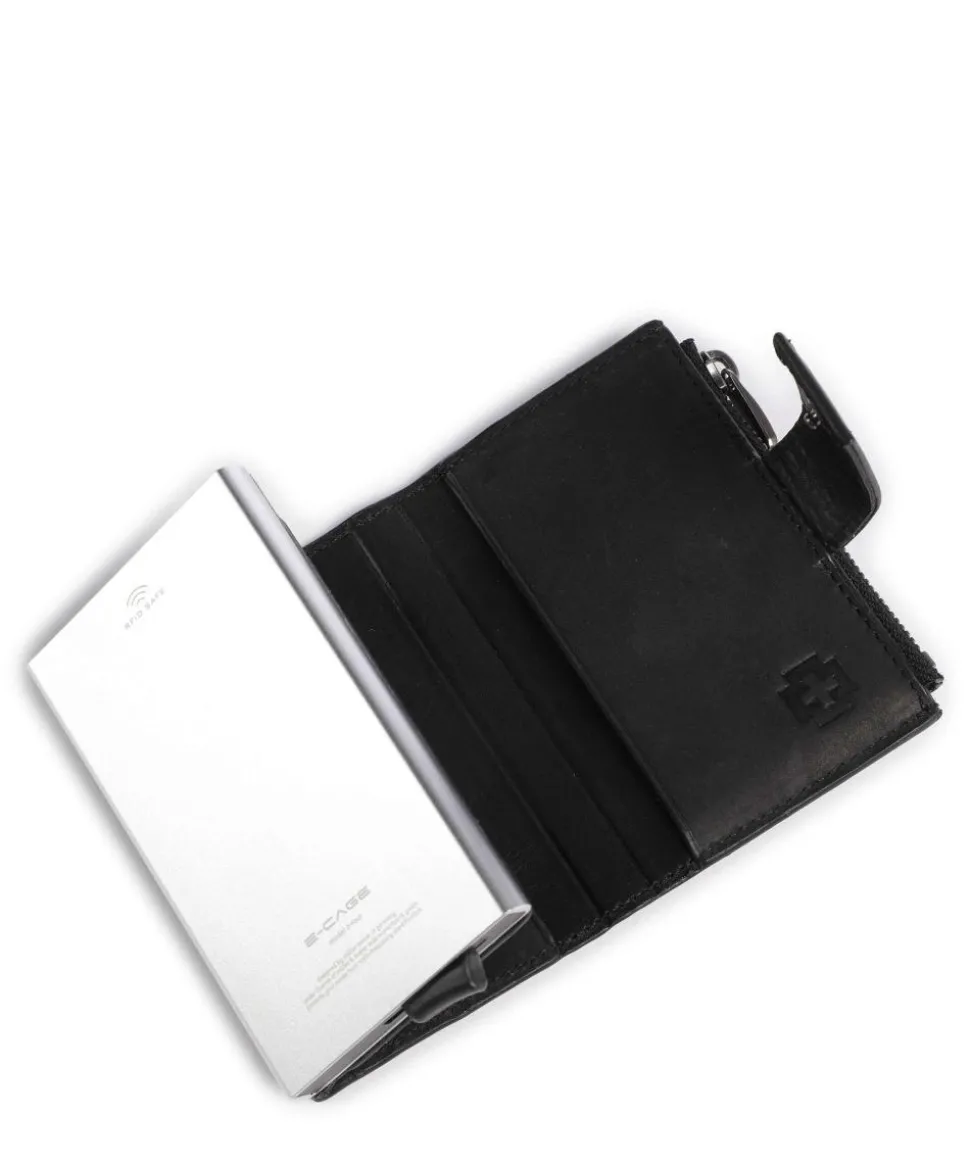 Brick Lane C-Four RFID Kreditkartenetui fein genarbtes Rindsleder schwarz