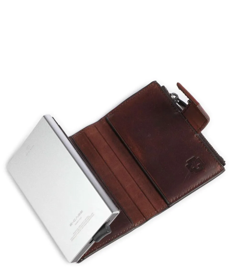 Brick Lane C-Four RFID Kreditkartenetui fein genarbtes Rindsleder dunkelbraun
