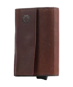 Brick Lane C-Three RFID Kreditkartenetui genarbtes Rindsleder dunkelbraun