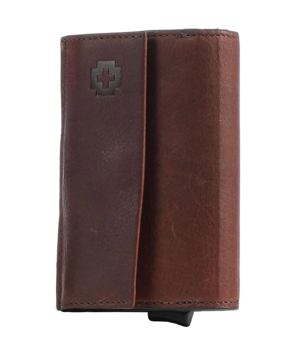 Brick Lane C-Three RFID Kreditkartenetui genarbtes Rindsleder dunkelbraun