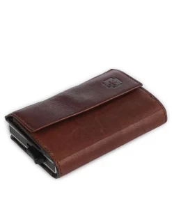 Brick Lane C-Three RFID Kreditkartenetui genarbtes Rindsleder dunkelbraun