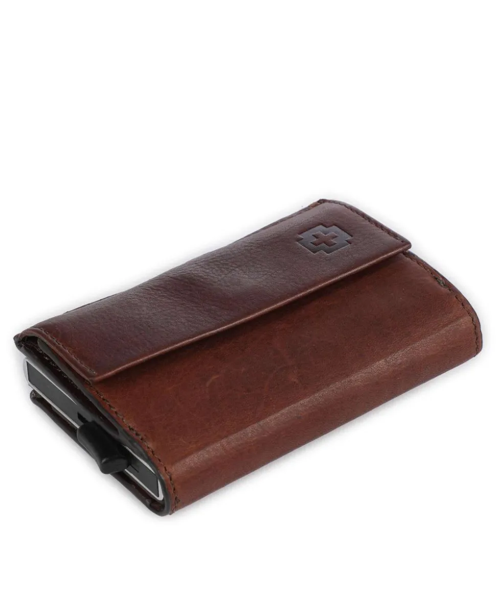 Brick Lane C-Three RFID Kreditkartenetui genarbtes Rindsleder dunkelbraun