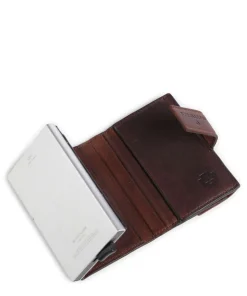 Brick Lane C-Three RFID Kreditkartenetui genarbtes Rindsleder dunkelbraun