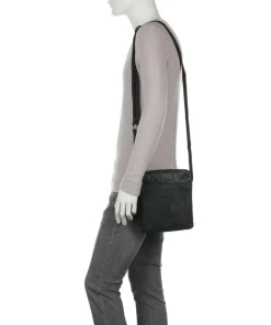 Brick Lane Umhängetasche Leder schwarz