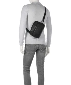 Brief Umhängetasche recyceltes Nylon schwarz