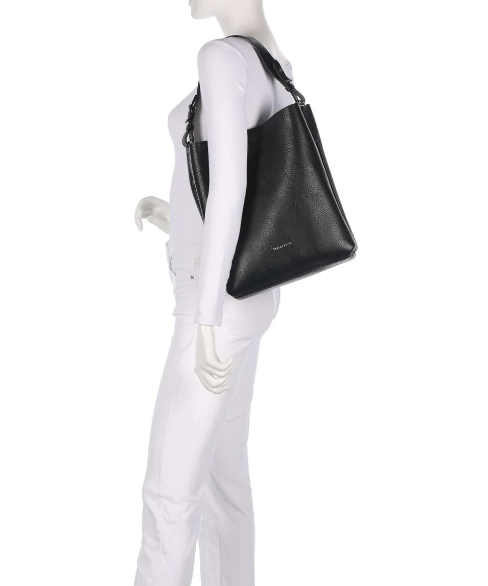 Brinja M Beuteltasche genarbtes Rindsleder schwarz