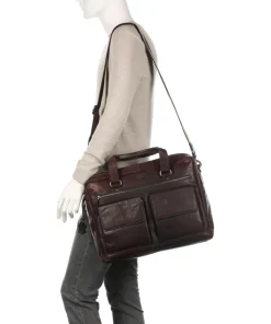 Bronco Aktentasche 16″ genarbtes Leder dunkelbraun