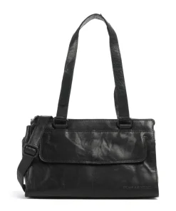 Bronco Amity Schultertasche fein genarbtes Leder schwarz