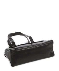 Bronco Amity Schultertasche fein genarbtes Leder schwarz