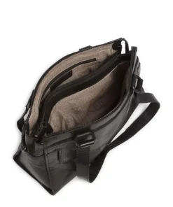 Bronco Amity Schultertasche fein genarbtes Leder schwarz