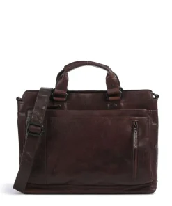 Bronco Bennie Aktentasche 14″ fein genarbtes Leder dunkelbraun