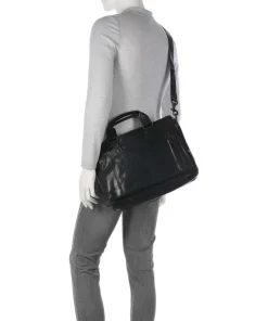 Bronco Bennie Aktentasche 14″ fein genarbtes Leder schwarz