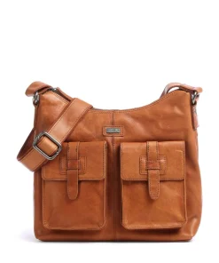 Bronco Beuteltasche genarbtes Leder cognac