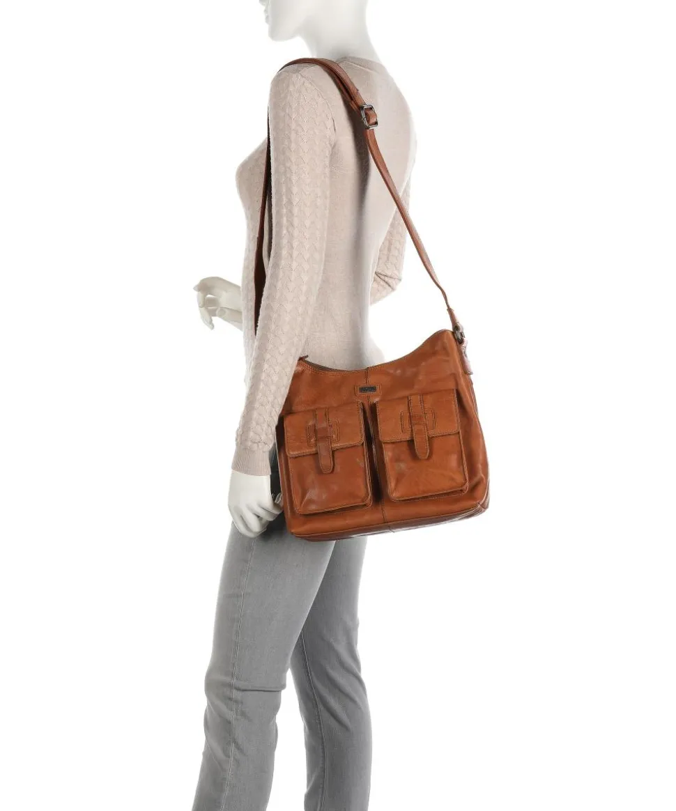 Bronco Beuteltasche genarbtes Leder cognac