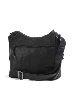 Bronco Beuteltasche genarbtes Leder schwarz