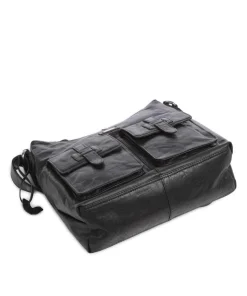 Bronco Beuteltasche genarbtes Leder schwarz