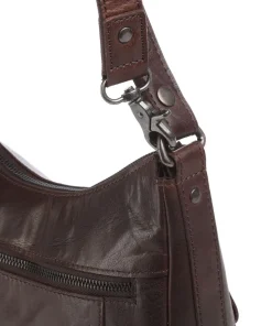 Bronco Candee Beuteltasche fein genarbtes Leder dunkelbraun