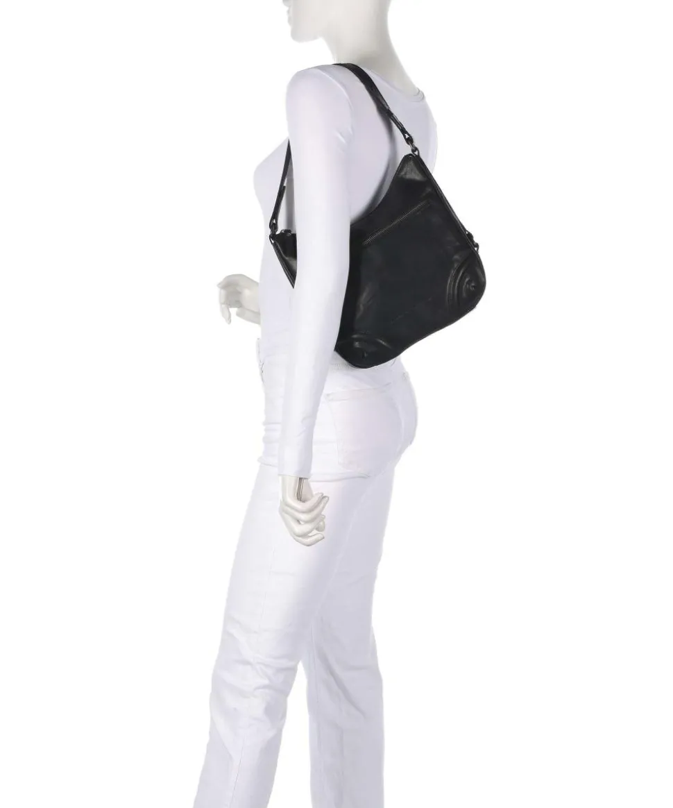 Bronco Candee Beuteltasche fein genarbtes Leder schwarz