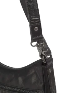 Bronco Candee Beuteltasche fein genarbtes Leder schwarz