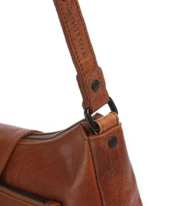 Bronco Carlia Umhängetasche fein genarbtes Leder cognac