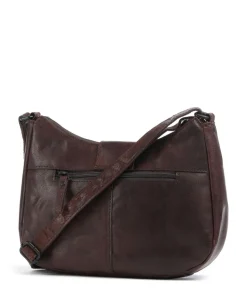 Bronco Carlia Umhängetasche fein genarbtes Leder dunkelbraun