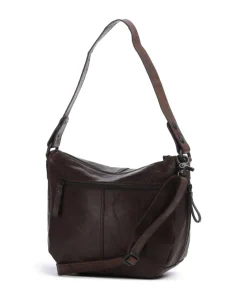 Bronco Carmen Schultertasche fein genarbtes Leder dunkelbraun