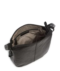Bronco Carmen Schultertasche fein genarbtes Leder schwarz