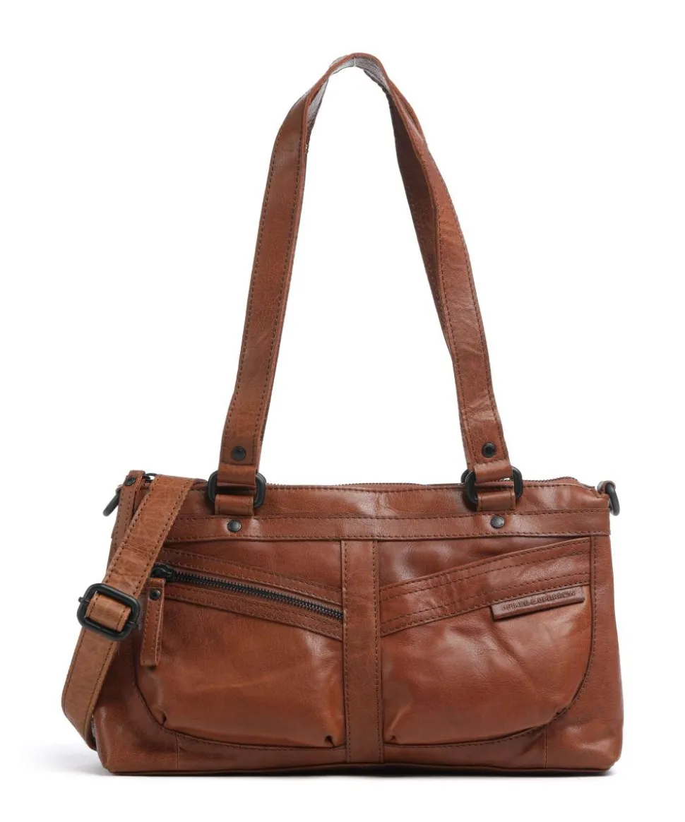 Bronco Cherish Schultertasche genarbtes Leder braun