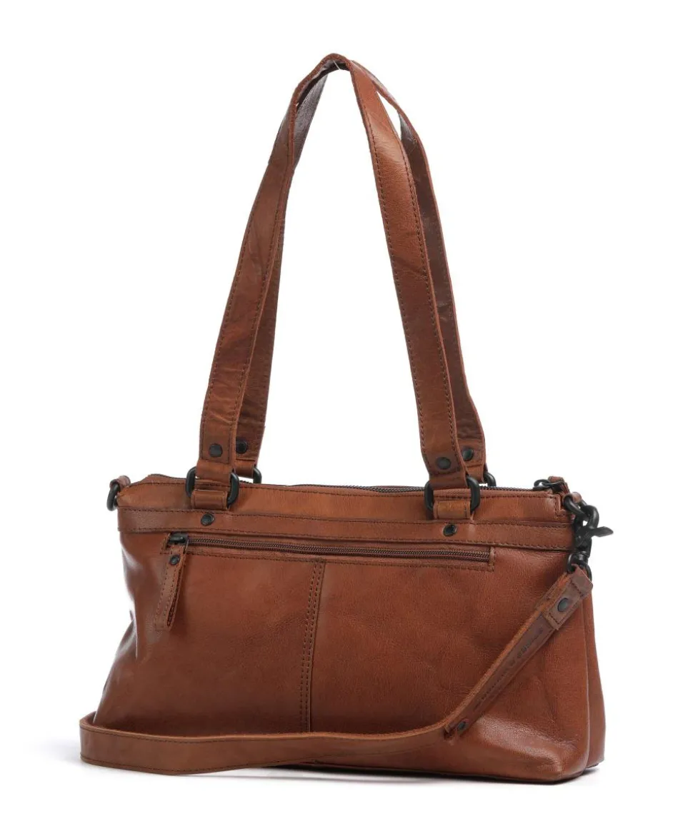 Bronco Cherish Schultertasche genarbtes Leder braun