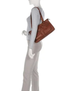 Bronco Cherish Schultertasche genarbtes Leder braun