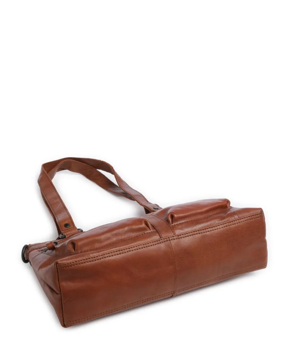 Bronco Cherish Schultertasche genarbtes Leder braun