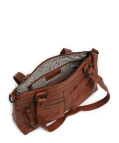 Bronco Cherish Schultertasche genarbtes Leder braun