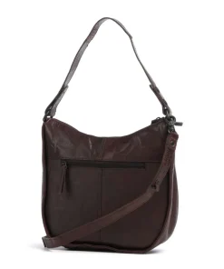 Bronco Colleen Schultertasche genarbtes Leder dunkelbraun