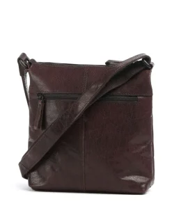 Bronco Deborah Umhängetasche fein genarbtes Leder dunkelbraun