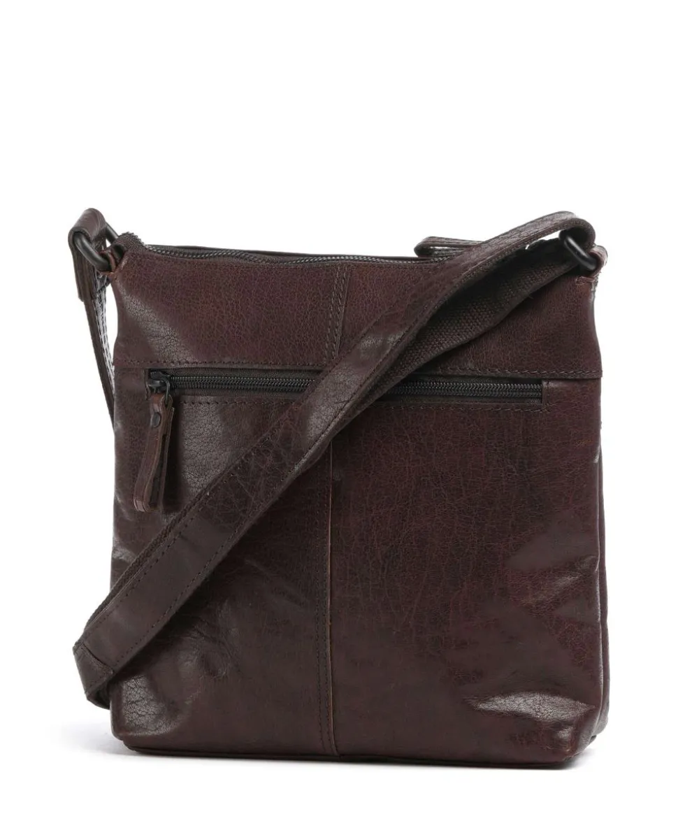 Bronco Deborah Umhängetasche fein genarbtes Leder dunkelbraun