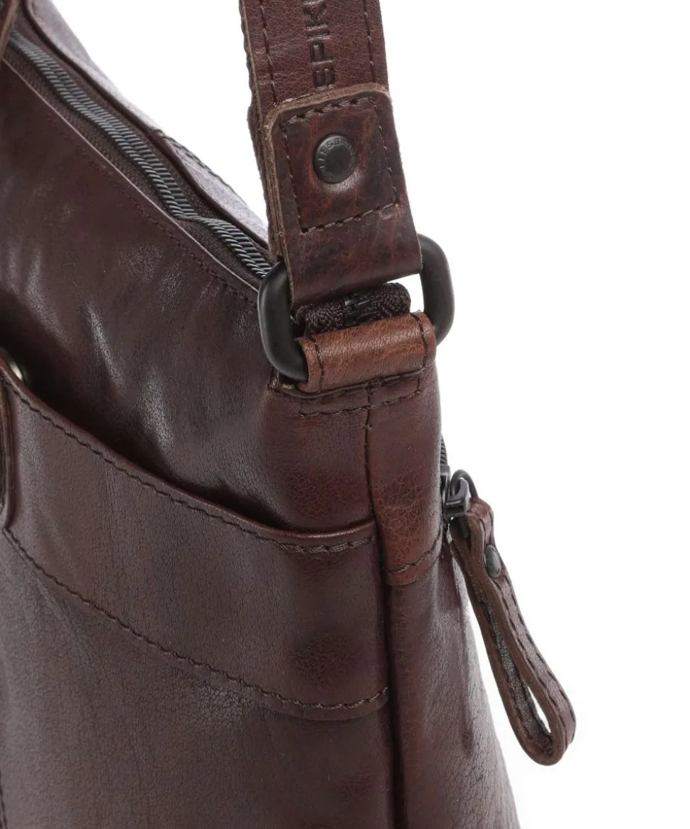 Bronco Deborah Umhängetasche fein genarbtes Leder dunkelbraun