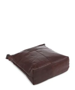 Bronco Deborah Umhängetasche fein genarbtes Leder dunkelbraun