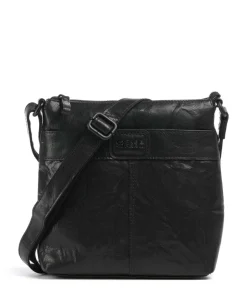 Bronco Deborah Umhängetasche fein genarbtes Leder schwarz