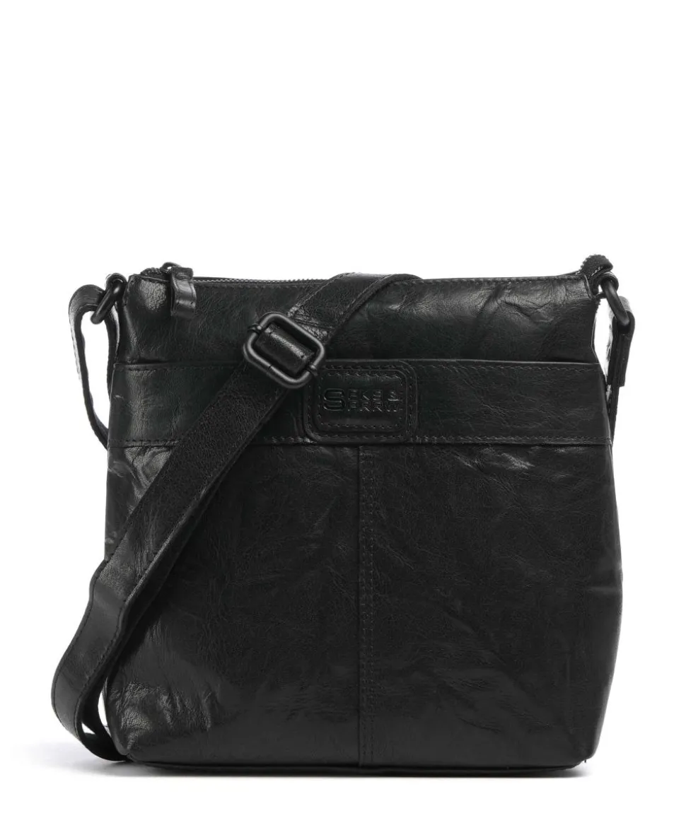 Bronco Deborah Umhängetasche fein genarbtes Leder schwarz