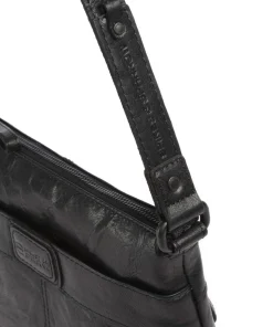 Bronco Deborah Umhängetasche fein genarbtes Leder schwarz