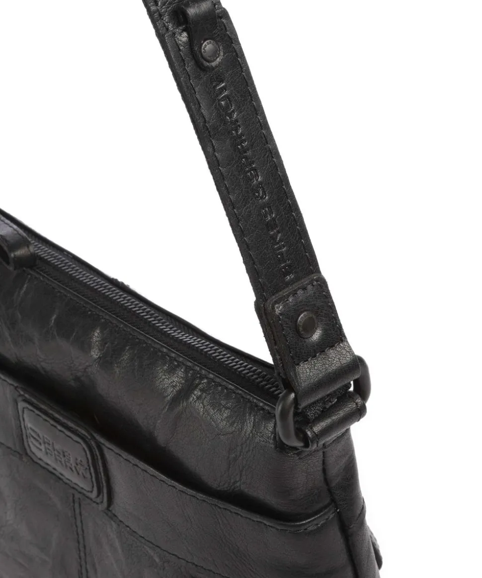 Bronco Deborah Umhängetasche fein genarbtes Leder schwarz